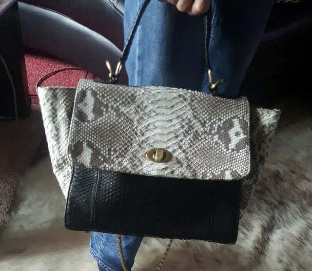 Sac à Main Gérard Darel Midday Midnight En Python Véritable Marron - Neuf Avec étiquettes - Style Porté épaule
