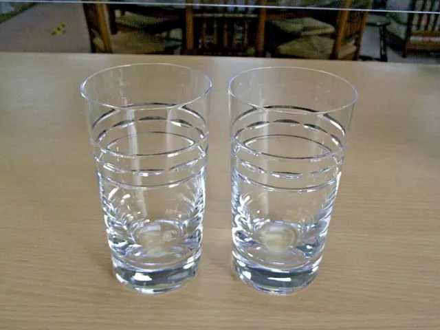 Pair Of Tipperary Irish Crystal Flat Tumblers / Glasses - Portland Suite