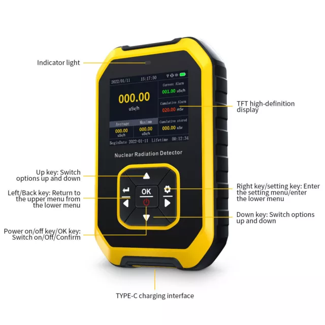 Tragbarer Kernstrahlungsdetektor Geigerzähler Dosimeter Röntgenstrahlen Gamma DE 2