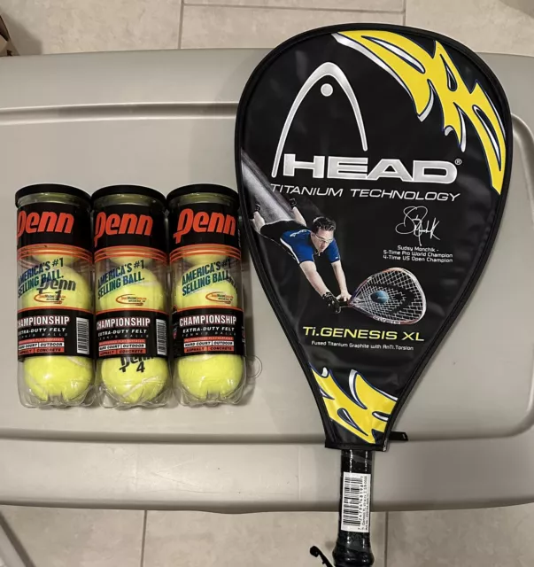 HEAD Ti GENESIS II Raquetball Racket TITANIUM TECHNOLOGY w/ANTI TORSION 3 5/8
