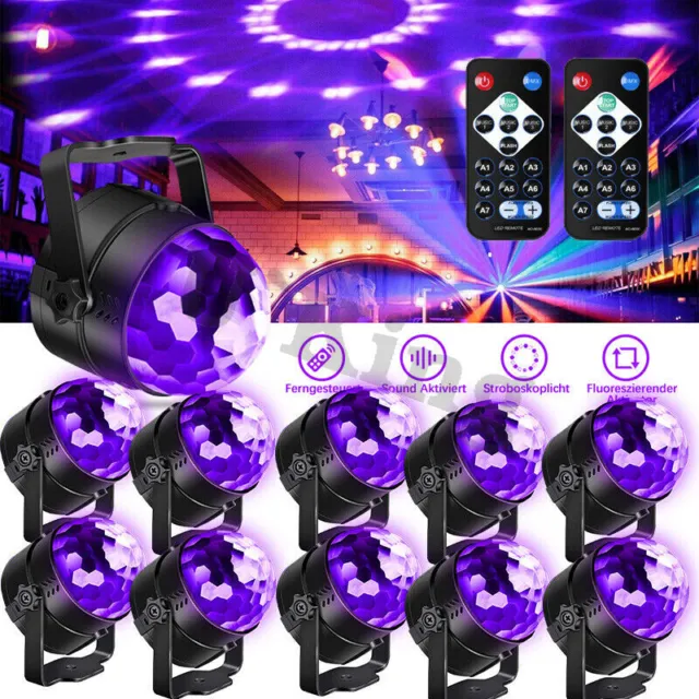 10X LED UV Disco Black Light DJ Disco Remote Strobe Magic Ball Lamp Party Light