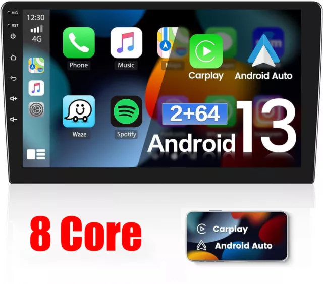 8 Core 2+64GB Double 2 Din 9" Android 13 Carplay Car Stereo GPS WIFI DSP Radio