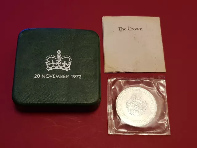 Royal Mint 1972 25th Wedding Anniversary Silver Proof Commemorative Crown + Box