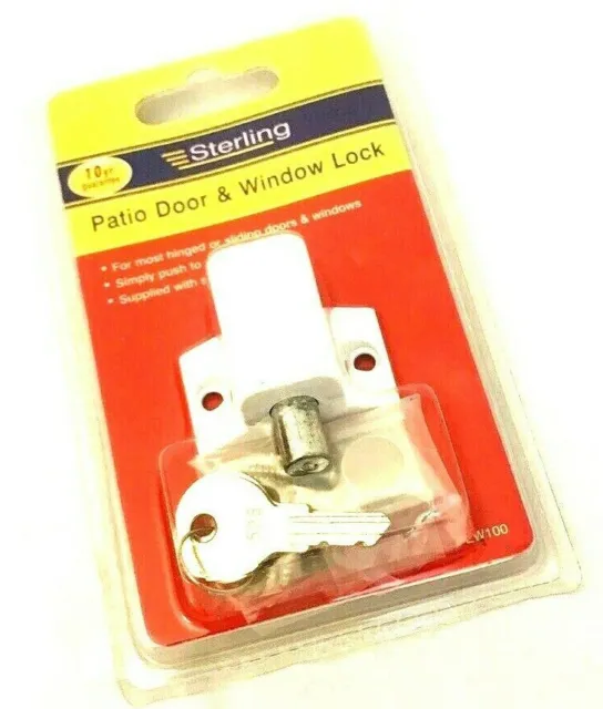 NEW Sterling PLW100 Patio Door and Window Press Lock White