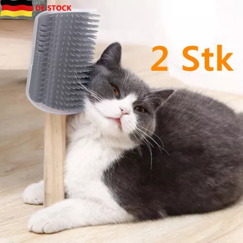 2x Katze Selbst Groomer Katzenbürste Wand Katze Ecke Massage Bürste Katzenminze