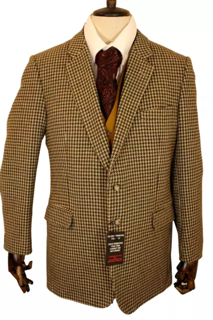 Vtg Mens St Michaels 42" Brown/Green Mix Houndstooth Tweed Jacket *Dry Cleaned*