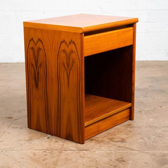 MID CENTURY DANISH Modern Nightstand End Side Tables Teak Wood Drawer