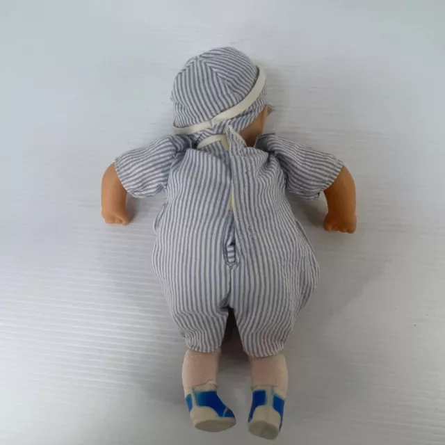 Vintage 80s Bebe Corolle Baby Boy Doll 27cm / 11” Original Outfit Blue Soft Body 3