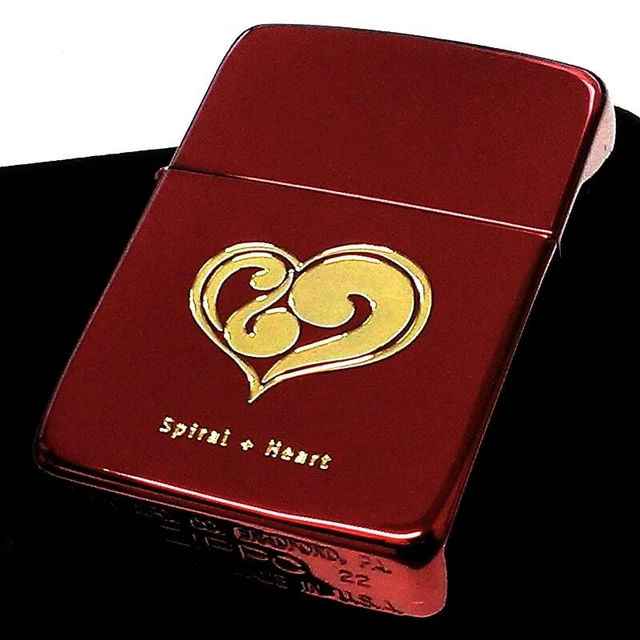 Zippo Oil Lighter Spiral Heart Red Gold Brass 1941 Replica Limited Japan 2