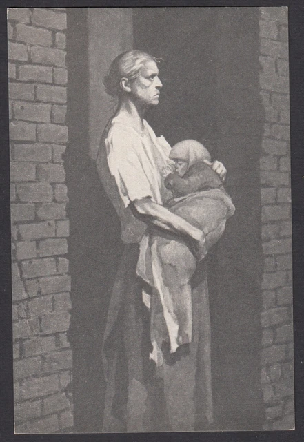 1953 Strong Soviet Anti USA propaganda NEW YORK Slum hungry woman Gorki postcard