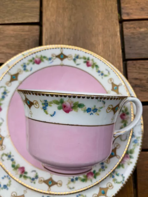 Shelley Tea Trio Pink Gilt & enamel Cup Saucer Plate Pattern 8901 Vincent shape