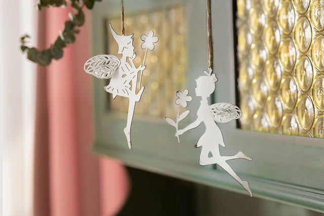 Salvare Set 2x Hänger " Fata ", 2er Metallfigur, Hängeschmuck Bianco Shabby Look