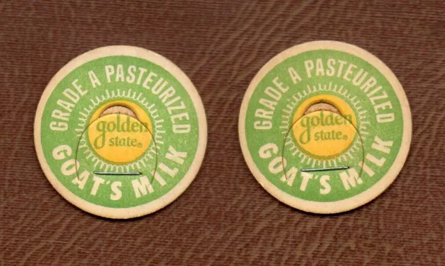 TWO (2) 1940's Unused GOATS MILK Bottle Caps GOLDEN STATE Dairy