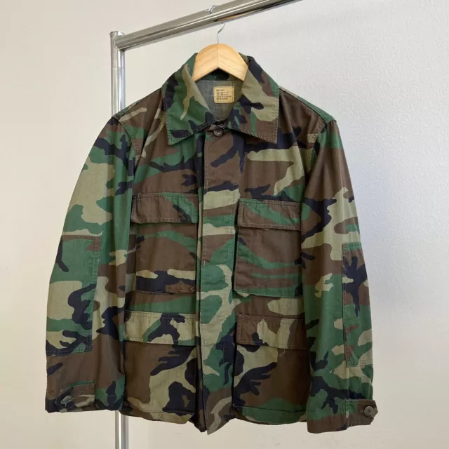 80'S MILITARY WOODLAND Camouflage Combat Field Shirt $40.00 - PicClick