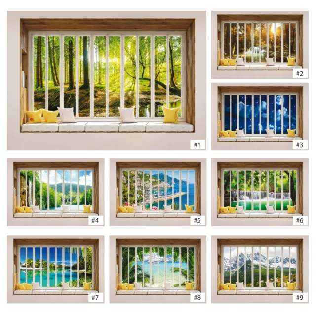 FENSTERBLICK 3D Fototapete Fenster Natur Meer Landschaft VLIES TAPETE XXL Modern