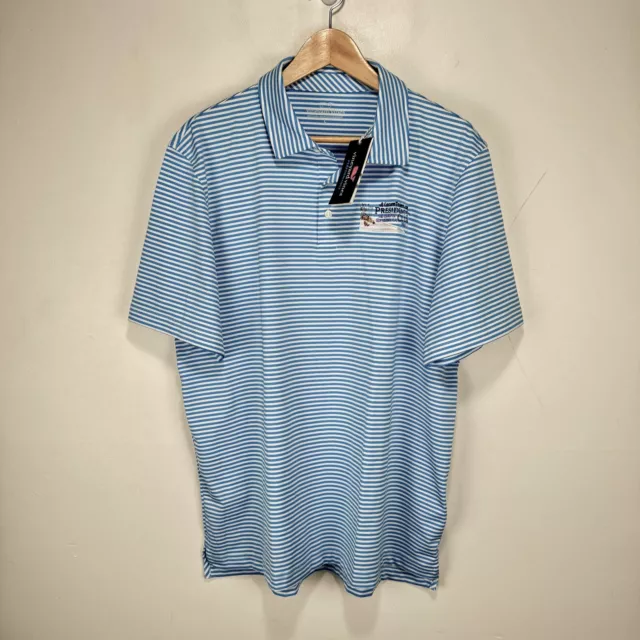 NEW Vineyard Vines Performance Polo Shirt Men Large Blue White Wicking Stretch