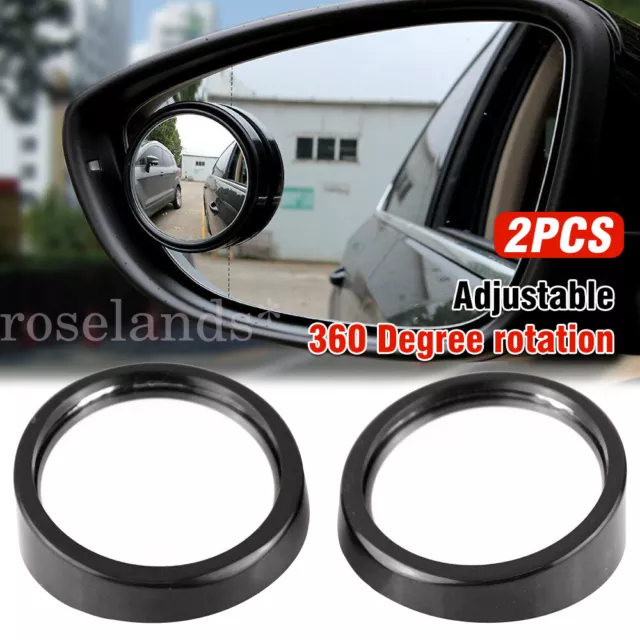 2 x Black Blind Spot Mirror Car Wide Angle Adjustable Convex Rear Side View