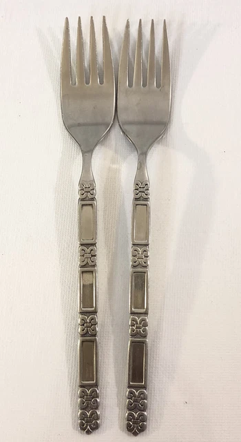 Lot Of 2 Oneida Community Stainless MADRID Flatware Salad Forks NO Black. READ
