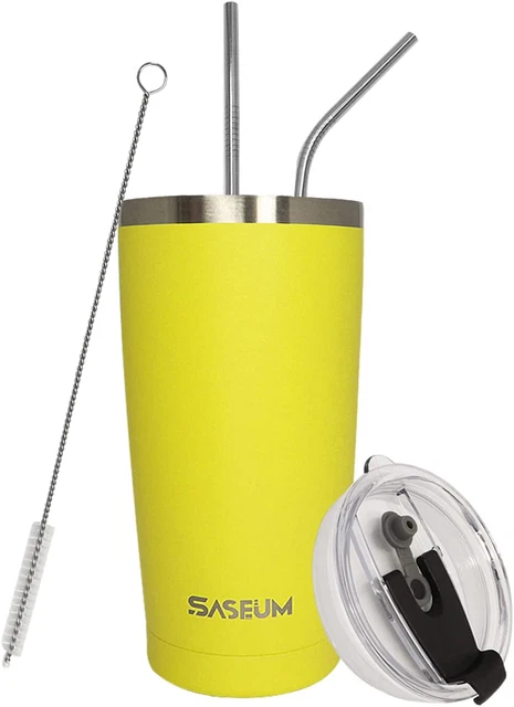 20 Oz Insulated Tumbler with 2 Straws and Lid Coffee Mug Reusable Stainless Stee