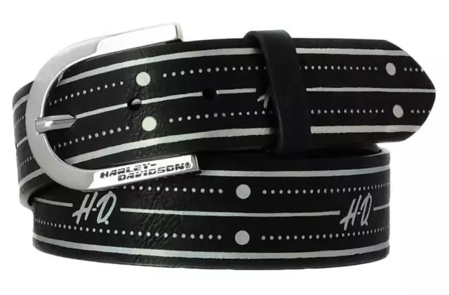Harley-Davidson Women's Out of Line Foiled Genuine Leather Belt, Polished Nickel