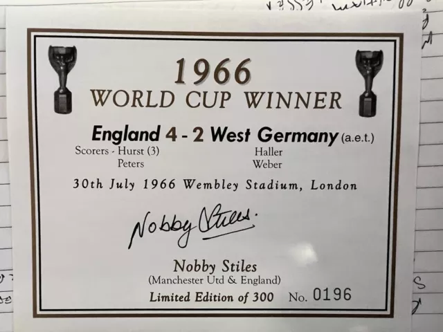 World Cup Winners 66 Signed Champagne Label By  Nobby Stiles £25