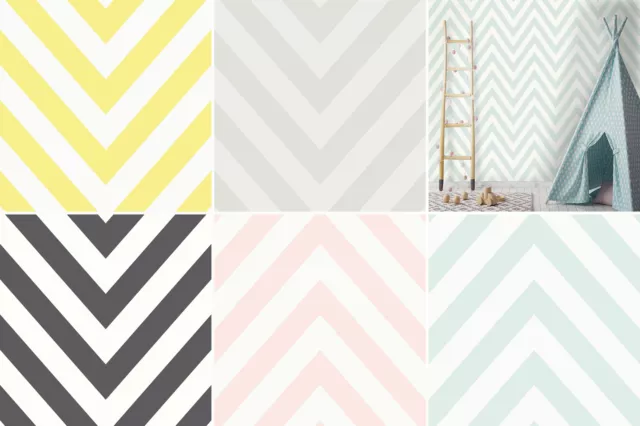 Chevron Zig Zag Wallpaper Geometric Modern Striped Bold 5 Colours Available