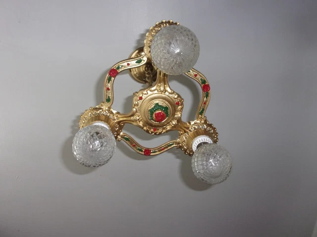 20'S Cast Iron Victorian Antique Ceiling Light Fixture Chandelier No. 4271