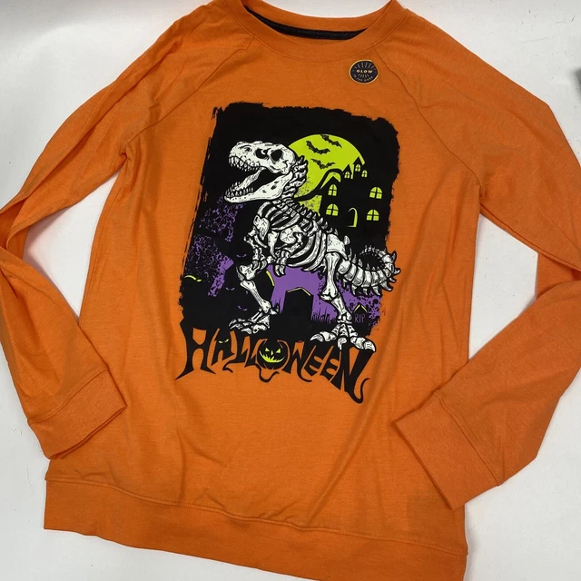 Kids' XL 16 Halloween T-shirt Cat & Jack dinosaur Glow in the dark long sleeve