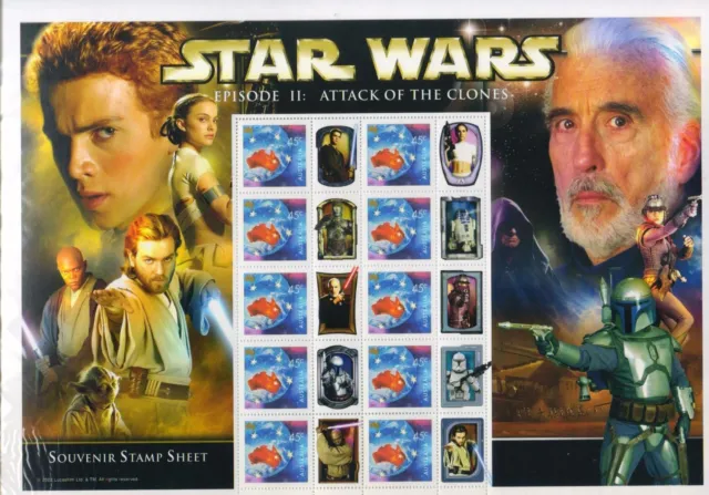 Star Wars Souvenir Stamp Sheet Attack of the Clones NEW