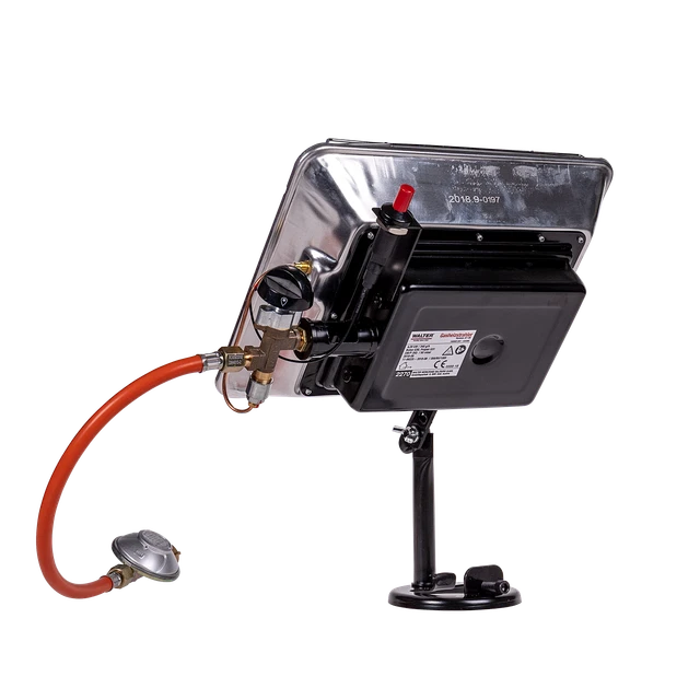 WALTER Gasheizstrahler Eco mit Piezo Zündung, Druckregler, Schlauch, 4,2 kW 2
