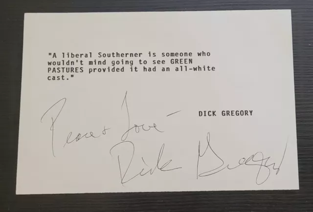 Dick Gregory Cita Escrita Firmada Líder De Derechos Civiles Autógrafo Afroamericano