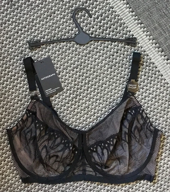 MARKS AND SPENCER Autograph Minimiser Bra Black Swiss Embroidery