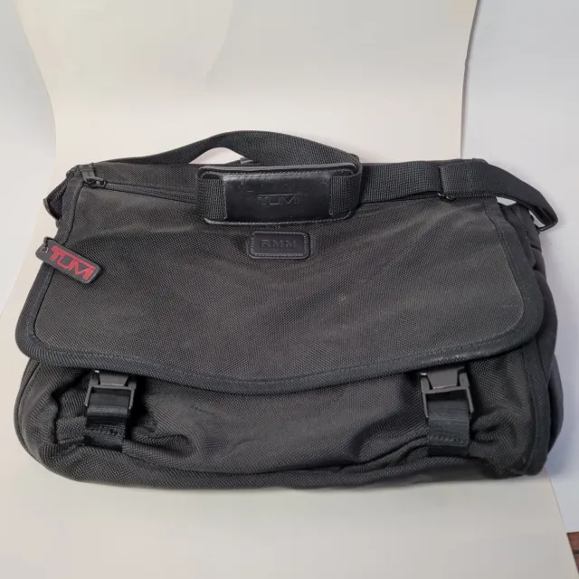 TUMI Black Ballistic Nylon Messenger Briefcase Bag with Laptop Sleeve