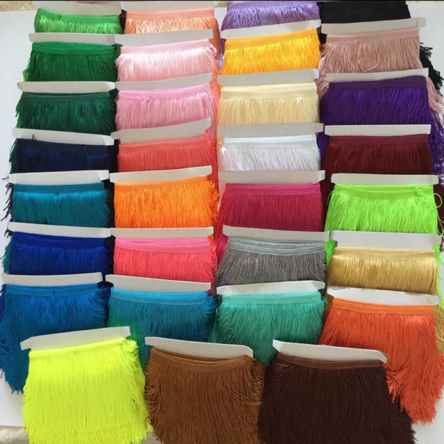 DIY Curtain Tassel Fringe Fringing Trim 15cm/6" Drop Latin Costume Decor 10Yard