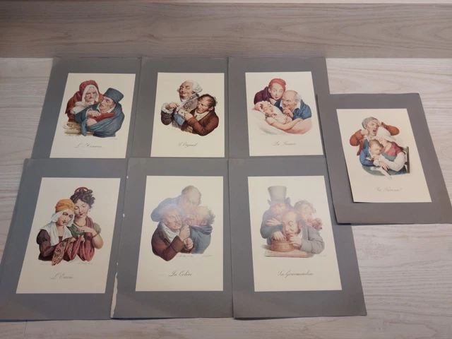 Les 7 Péchés Capitaux – Lithographie D'après Louis-Léopold Boilly (1761-1845) – Encadrée