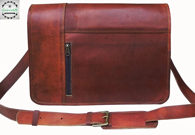 Neuf Homme Marron Vintage Cuir Rabat Messager Ordinateur Portable Épaule Sac