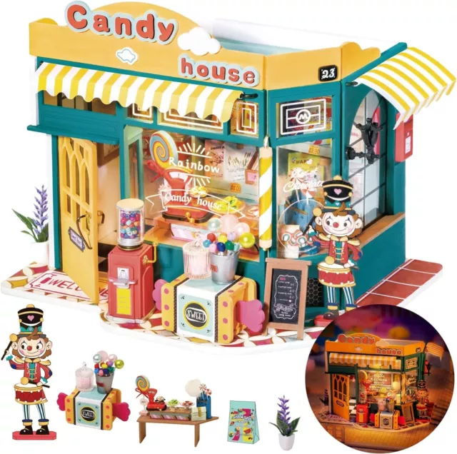 Rolife Rainbow Candy House 1:24 DIY Wooden Dollhouse Model Kits for Xmas Gifts