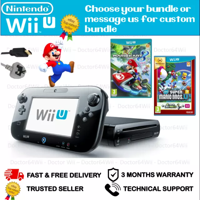 Nintendo Wii U 32Gb Schwarze Konsole - Wählen Sie Ihr Bündel - Pad + Konsole + Spiele