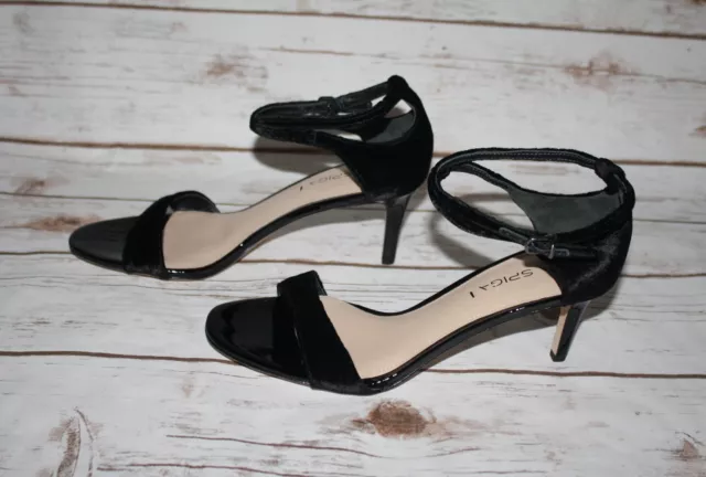 New Via Spiga Black Suede Ankle Strap Mid Heel Sandals (US Size 5)