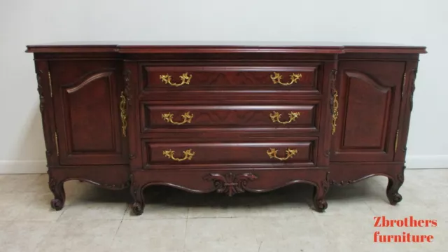 Antique BAU French Country Sideboard Console Buffet Regency Custom Carved Burl A