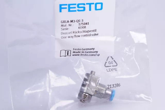 FESTO 175041 Drossel-Rückschlagventil  GRLA-M3-QS-3  OVP, NEU