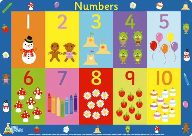 Numbers - Children's Educational Placemat by Little Wigwam