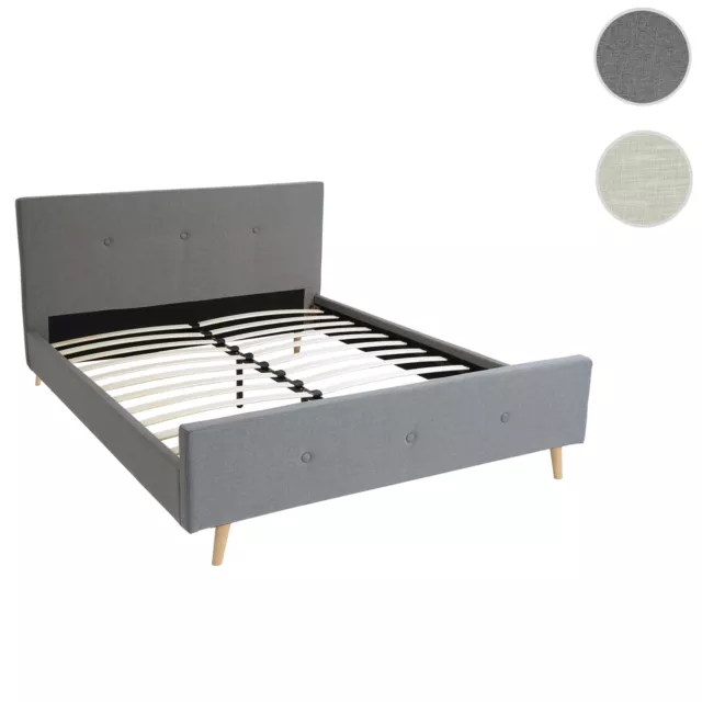 Letto telaio giroletto matrimoniale imbottito con doghe HWC-J98 legno massello