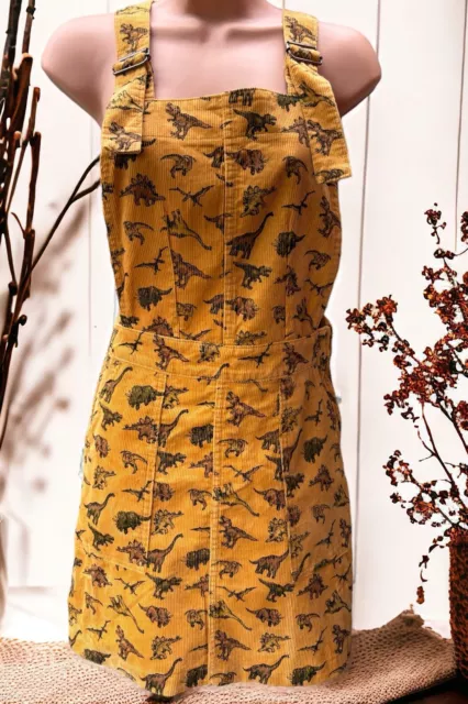 RUN FLY Cord Dinosaur Dungaree Pinafore Dress 12 Mustard Brown 17.19 PicClick UK