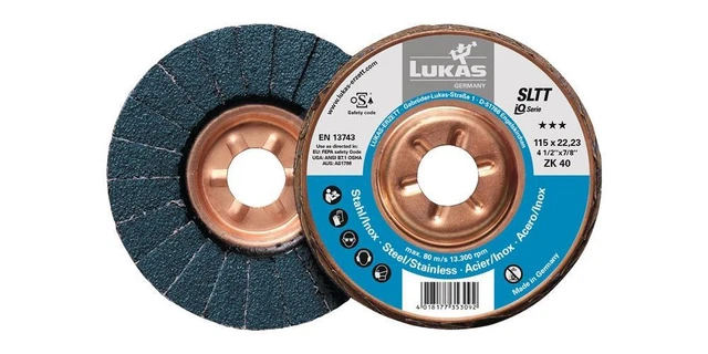 LUKAS Disque à lamelles SLTT ZK D. 115 mm granulation 40 plat acier corindon ...