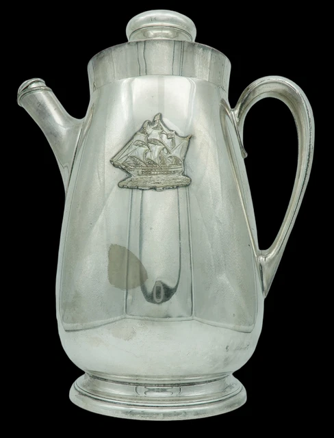 Antique MERIDEN Silver Plate Watch Pitcher Cork Stoppers SHIP / BOAT
