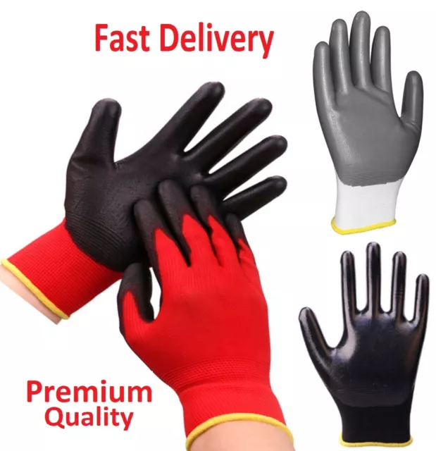 24 Pairs Nitrile Coated Industrial Work Gloves For Builders Mechanic Gardening