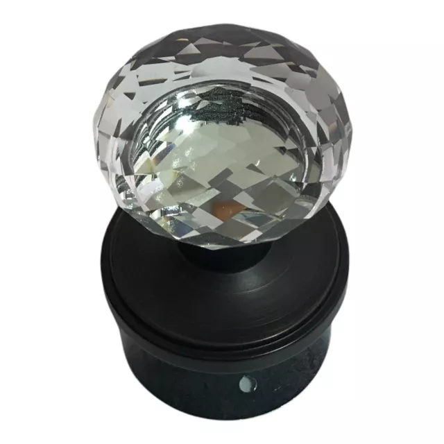 Diamond Crystal Style Door Knob Round Rosette Glass Dummy Oil Rubbed Bronze