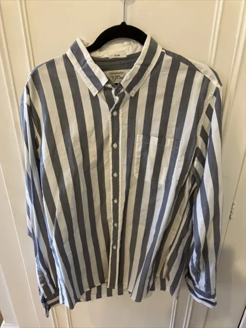 J. Crew  Shirt  Men's Large Long Sleeve Button Up Blue/White Striped