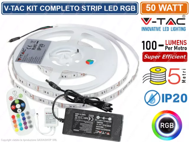 V-Tac Striscia LED 5050 Multi-Color RGB 6W/mt. 30 LED/mt. IP20 5